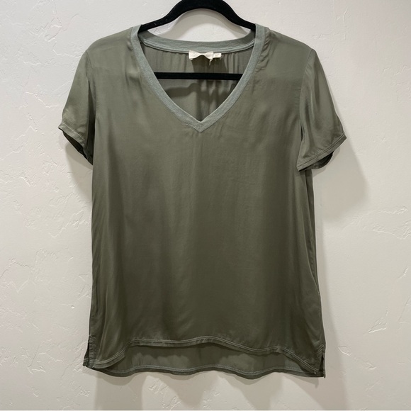 Nation LTD June Sateen V Neck Top Vintage Army Green Viscose Satin Women's XS - Picture 4 of 16